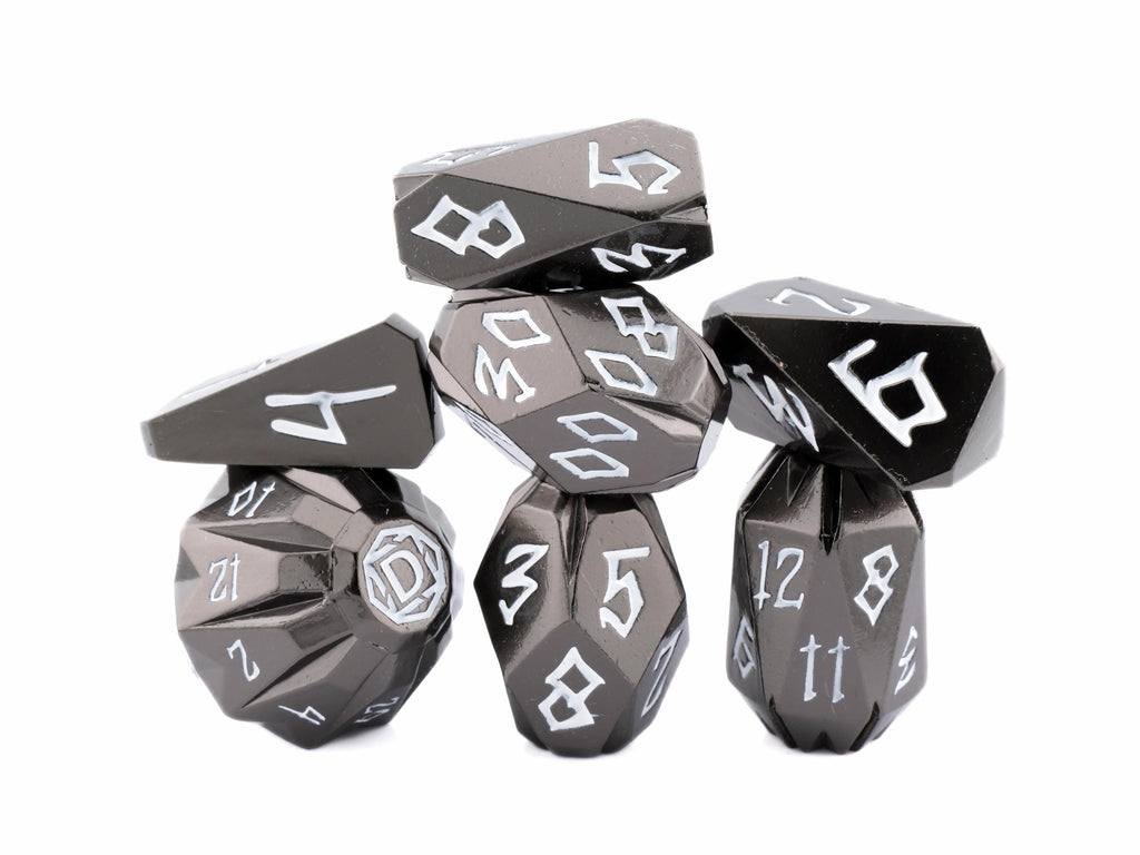 Stonehenge Solid Metal DnD Dice Set: 7 Piece Ancient Ruins Themed RPG Dice