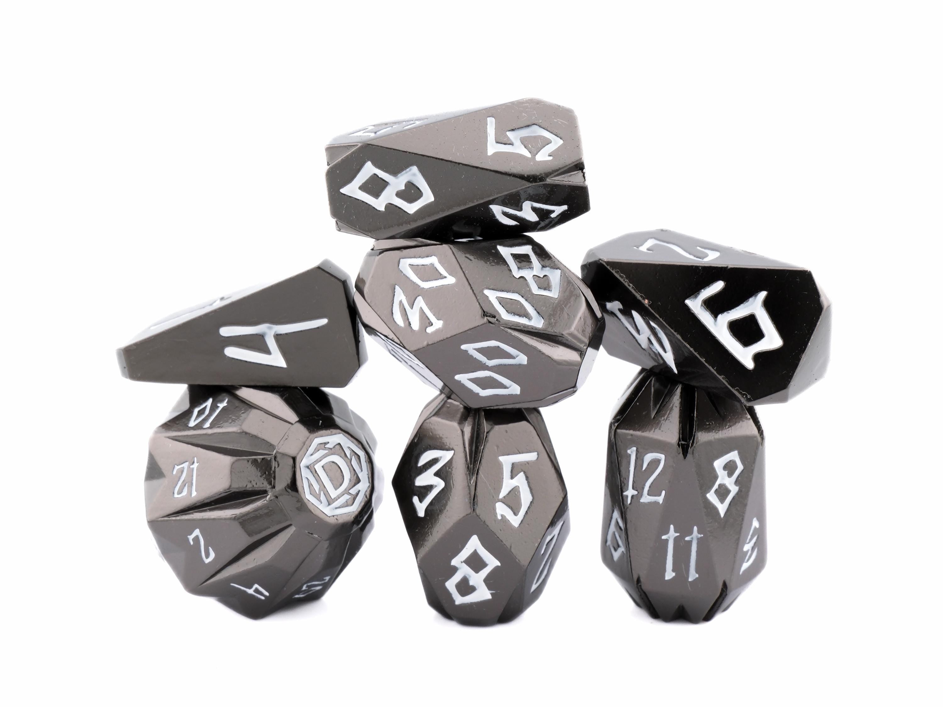 Stonehenge Solid Metal DnD Dice Set: 7 Piece Ancient Ruins Themed RPG Dice