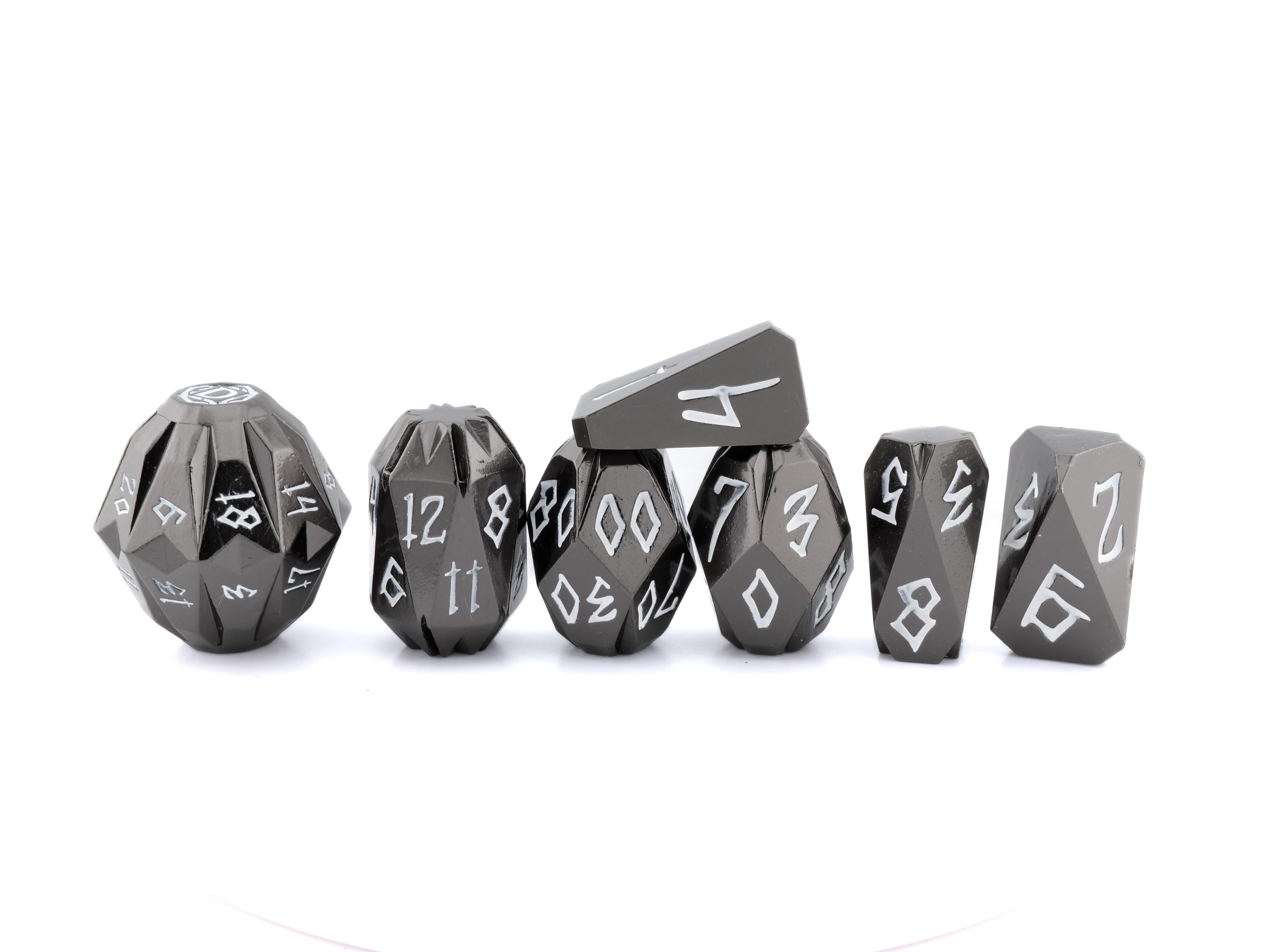 Stonehenge Solid Metal DnD Dice Set: 7 Piece Ancient Ruins Themed RPG Dice