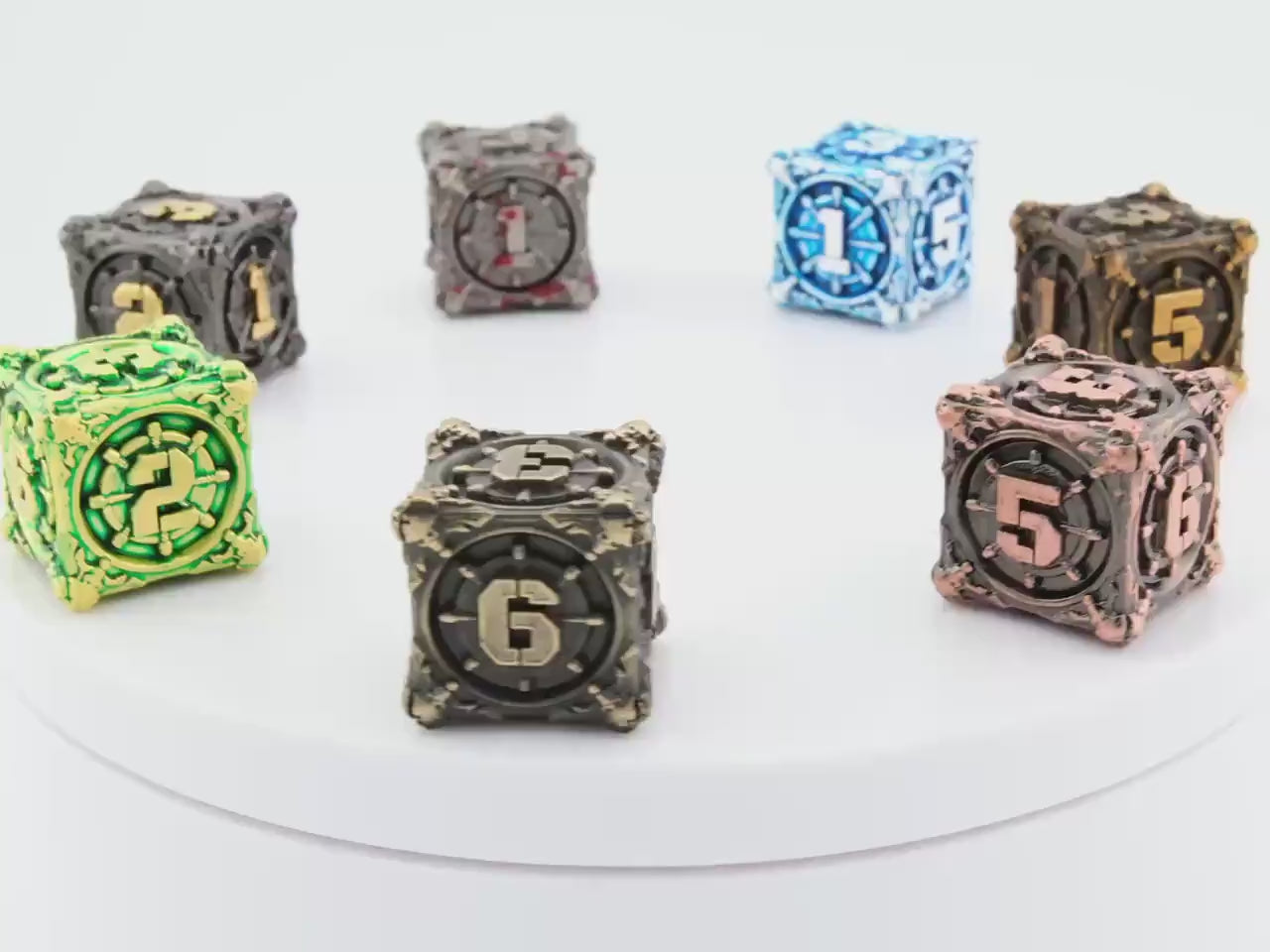 Pirate Ship Metal DnD Dice Set: 7-Piece Swashbuckler RPG Dice