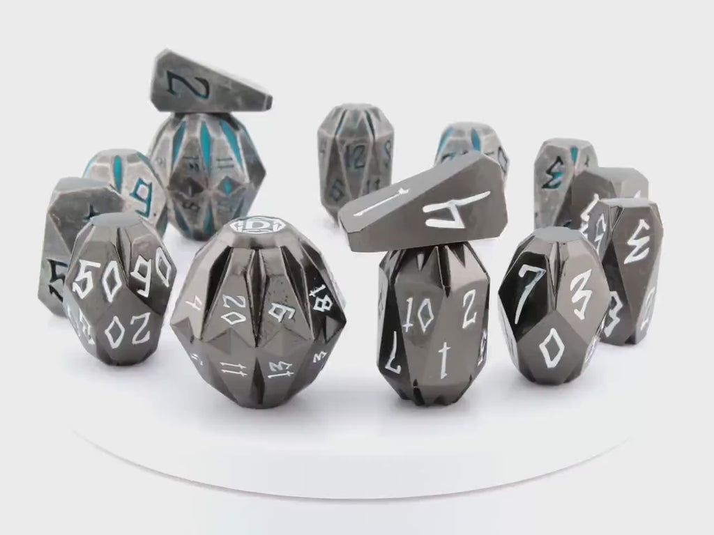 Stonehenge Solid Metal DnD Dice Set: 7 Piece Ancient Ruins Themed RPG Dice