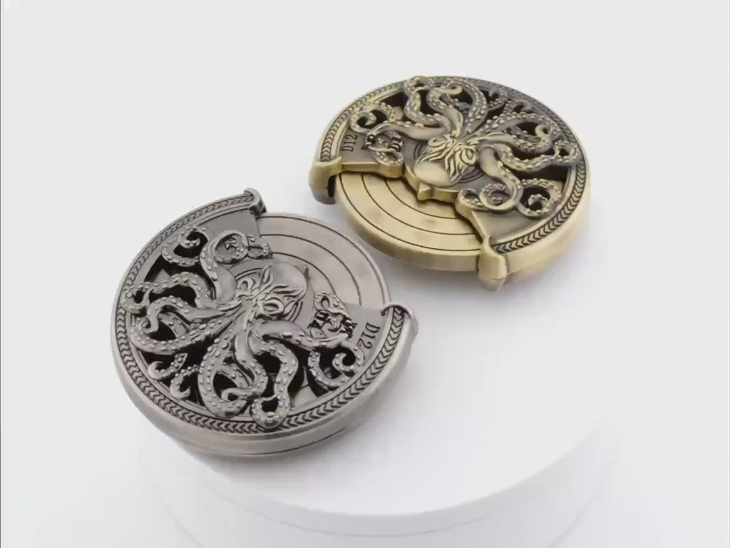 Octopus Metal Spinning Dice: 7 in 1 Cthulhu DnD RPG Fidget