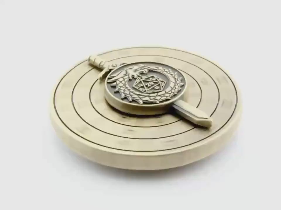 Sword Spinning Metal DnD Dice: Paladin Roulette Fidget Dice